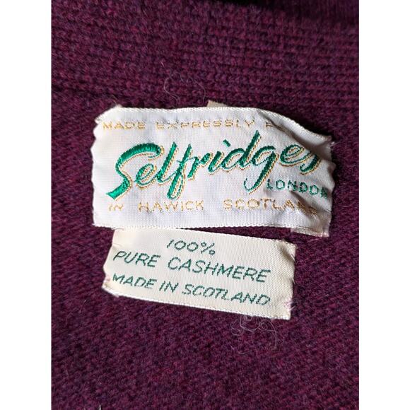 Selfridges London Womens M Cardigan Sweater UK 40 100% Pure Cashmere Red Maroon - Picture 11 of 11